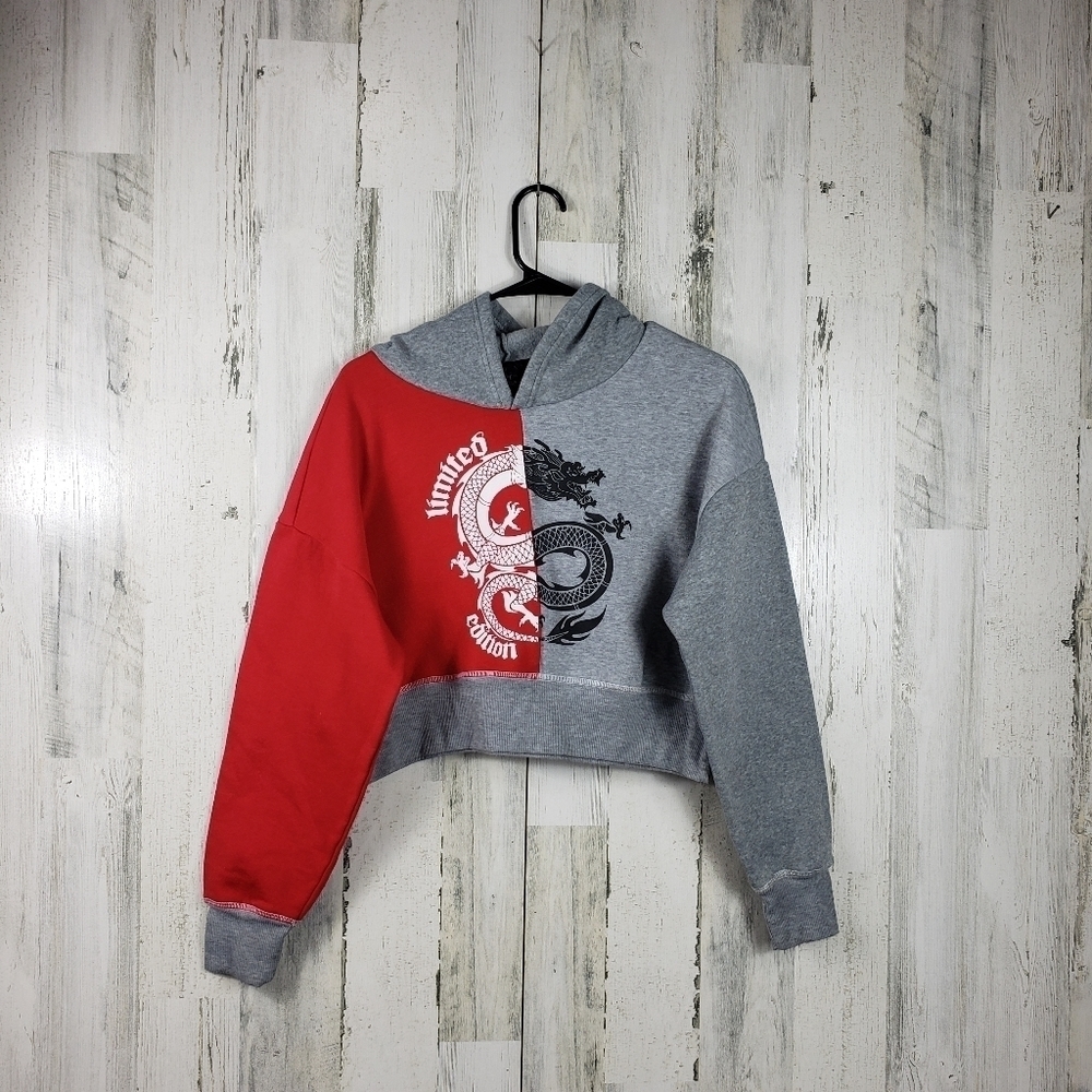 faded rose colorblock limited edition dragon cropped sweater large